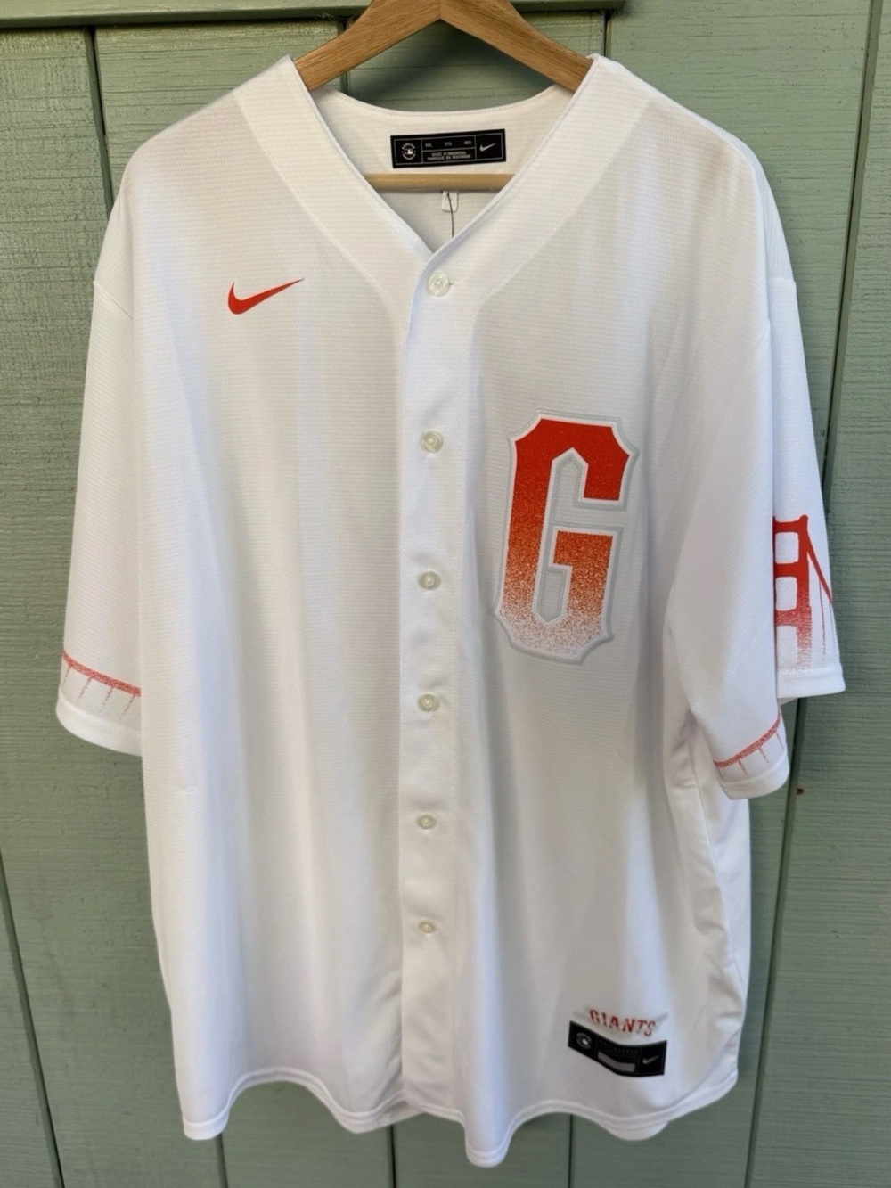 Nike White & Orange San Francisco 'G' Baseball Jersey